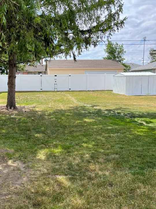 A tidy, well-kept Laurel yard after a mowing and cleanup visit